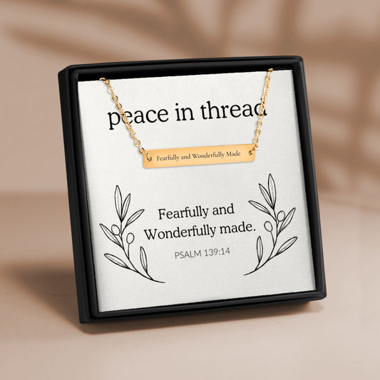 Wonderfully Made Bar Necklace — Psalm 139:14